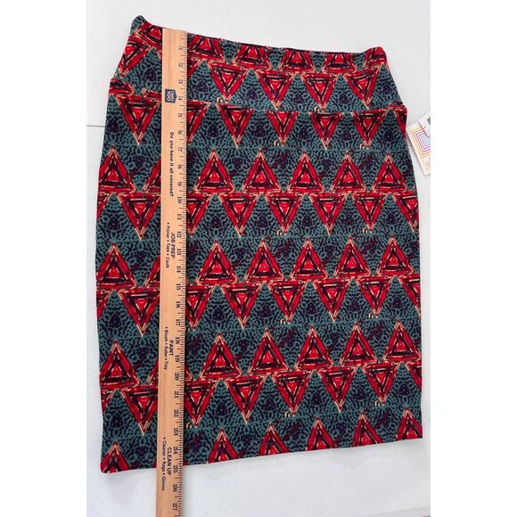 LuLaRoe Cassie Pencil Skirt Red Green Purple Triangle Geometric Print Women's XL - Picture 8 of 9